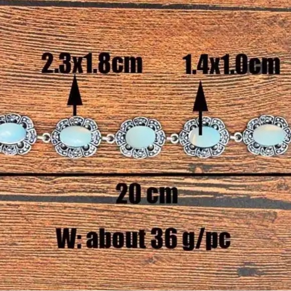 Opal Bracelet Vintage Antique Silver Plated - Picture 4 of 5